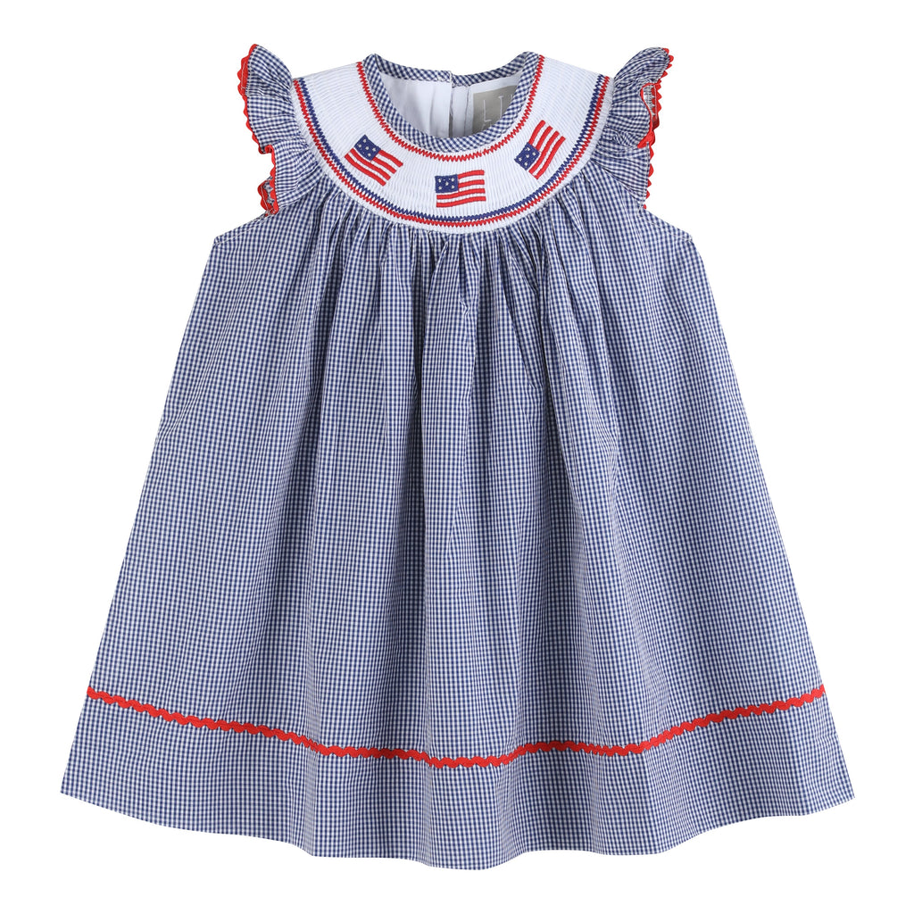 Smocked Bishop Dress- Flags main image 1