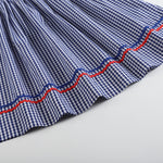 4th of July Royal Blue Gingham American Flag Smocked Bishop Dress - Lil Cactus