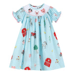 Barnyard Print Farm Animal Smocked Bishop Dress - Lil Cactus