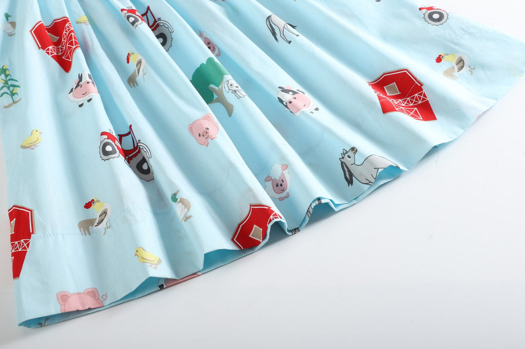 Barnyard Print Farm Animal Smocked Bishop Dress - Lil Cactus