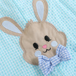 Blue Bow Tie Bunny Applique Shortalls - Lil Cactus