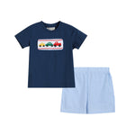 Blue Car Smocked T-Shirt and Shorts 2 pc. Set - Lil Cactus