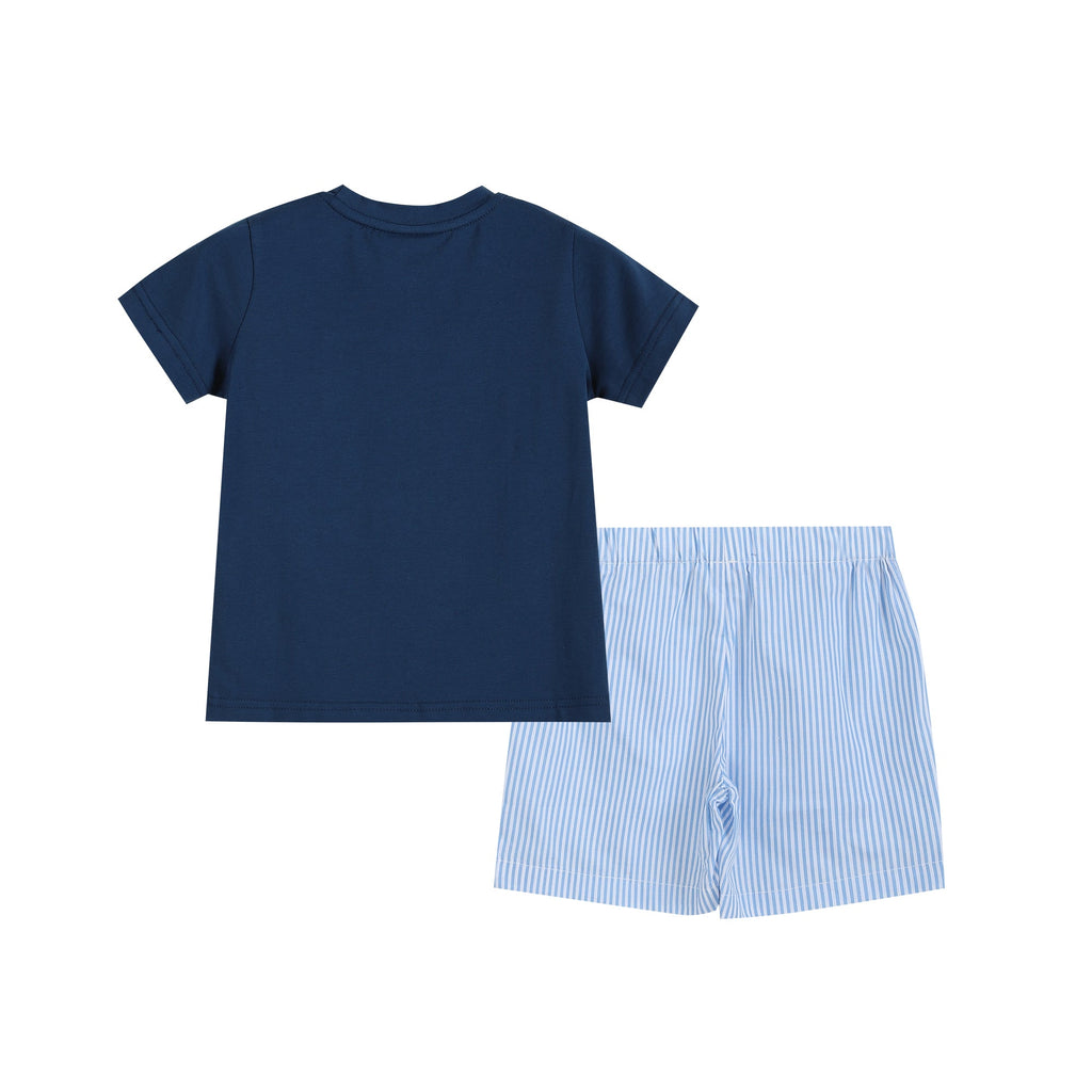 Blue Car Smocked T-Shirt and Shorts 2 pc. Set - Lil Cactus