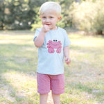 Blue Crab Shirt and Red Gingham Shorts Set - Lil Cactus