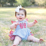 Blue Gingham Crab Ruffle Romper - Lil Cactus