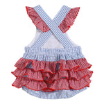 Blue Gingham Crab Ruffle Romper - Lil Cactus