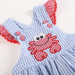 Blue Gingham Crab Ruffle Romper - Lil Cactus