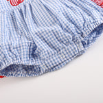 Blue Gingham Crab Ruffle Romper - Lil Cactus