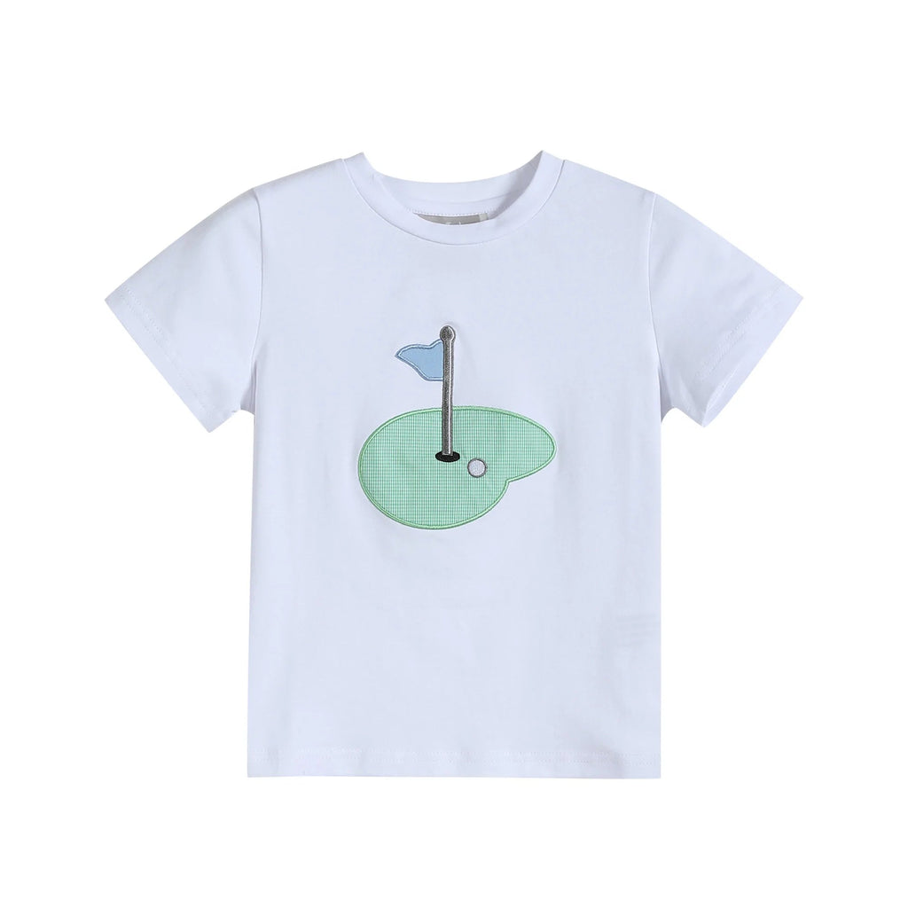 Blue Gingham Golf Hole Shirt and Boy Shorts Set - Lil Cactus