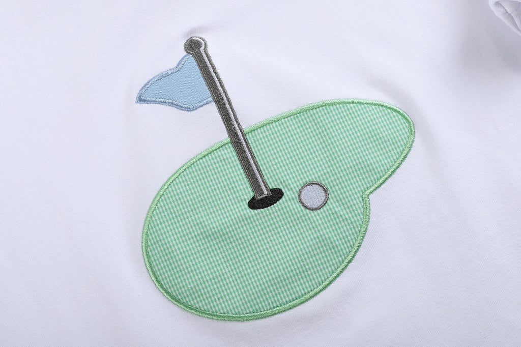 Blue Gingham Golf Hole Shirt and Boy Shorts Set - Lil Cactus