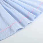 Blue Seersucker Bow Smocked Bishop Dress - Lil Cactus