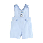Blue Seersucker Easter Bunny Shortalls - Lil Cactus