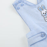 Blue Seersucker Easter Bunny Shortalls - Lil Cactus