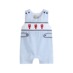 Blue Stripe Crawfish Smocked Shortalls - Lil Cactus