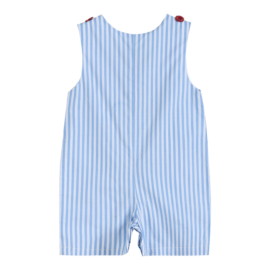 Blue Striped Crawfish Applique Shortalls - Lil Cactus