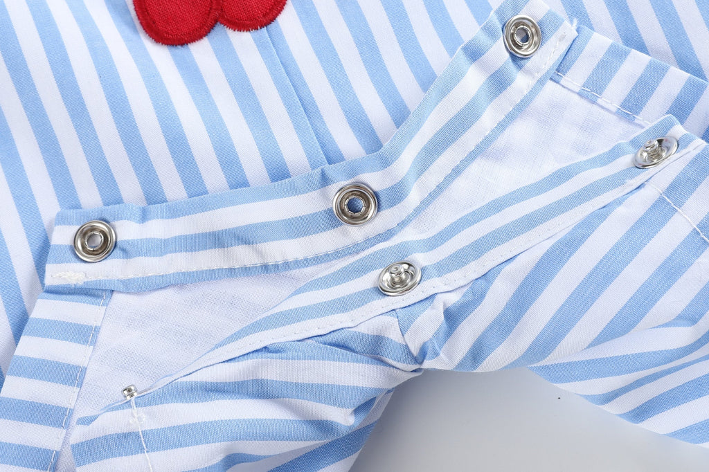 Blue Striped Crawfish Applique Shortalls - Lil Cactus