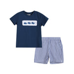 Blue Whale Smocked T-Shirt and Shorts 2pc. Set - Lil Cactus