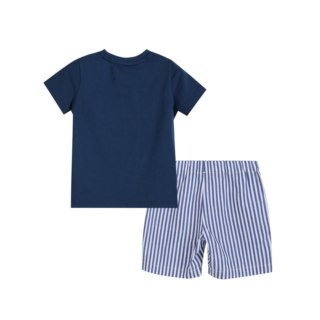 Blue Whale Smocked T-Shirt and Shorts 2pc. Set - Lil Cactus