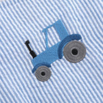 Dark Blue Tractor Seersucker Bubble Romper - Lil Cactus