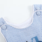 Dark Blue Tractor Seersucker Bubble Romper - Lil Cactus