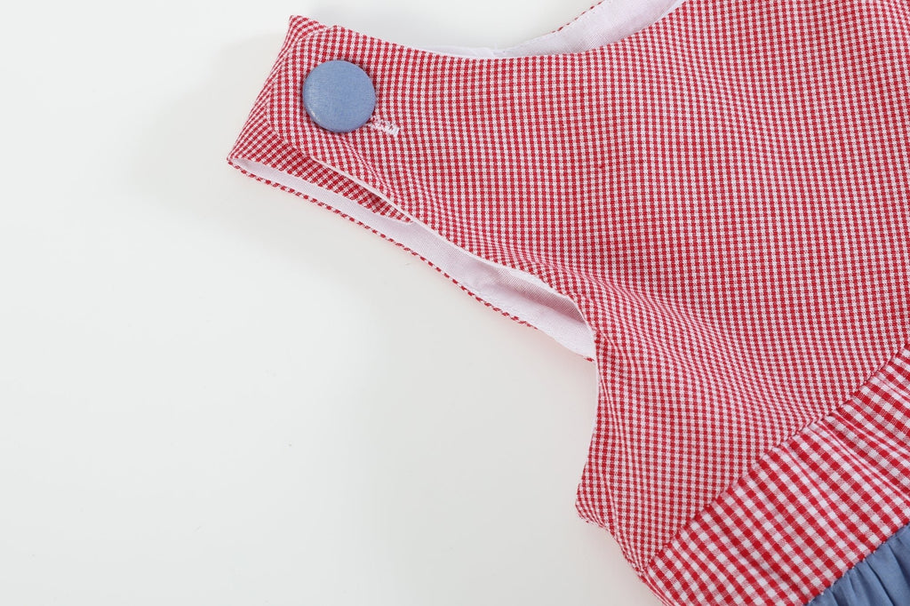 Denim Look and Red Gingham A - Line Dress - Lil Cactus