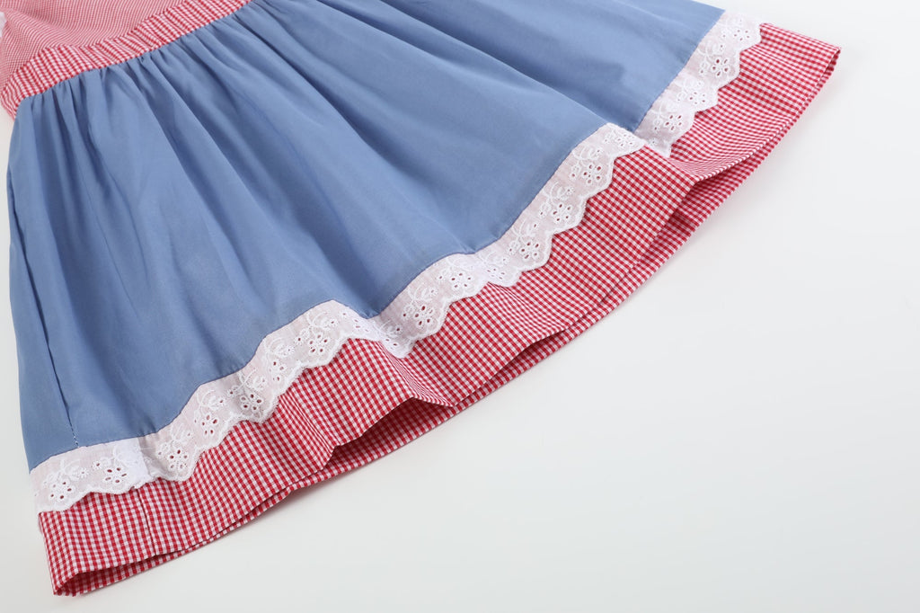 Denim Look and Red Gingham A - Line Dress - Lil Cactus