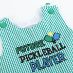 Future Pickleball Player Green Gingham Romper - Lil Cactus