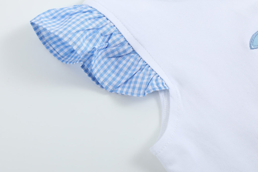 Girls Light Blue Gingham Golf Tee and Shorts 2pc Set - Lil Cactus