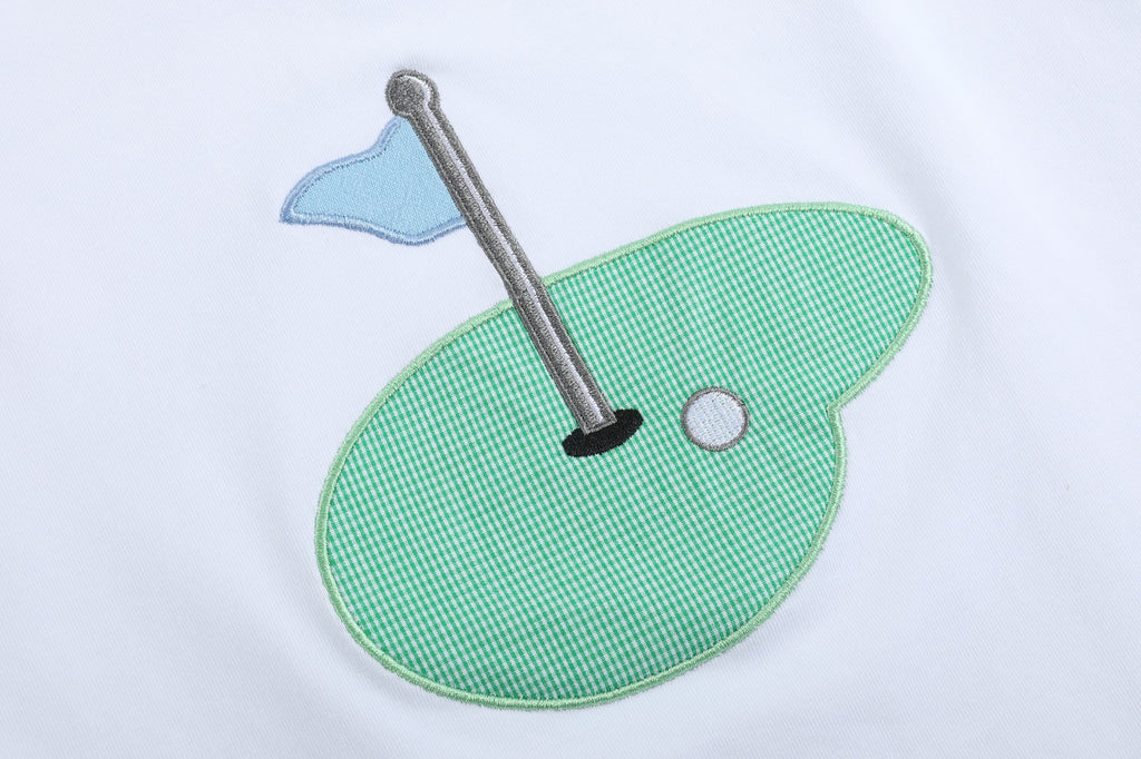 Girls Light Blue Gingham Golf Tee and Shorts 2pc Set - Lil Cactus