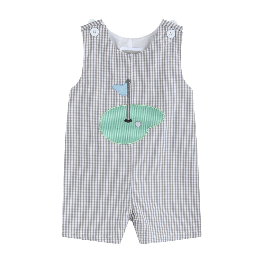 Gray Gingham Golf Shortalls - Lil Cactus