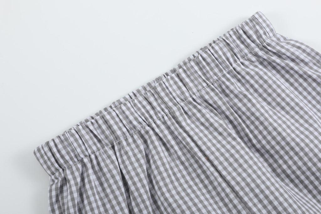 Gray Gingham Golf Tee and Shorts 2 pc Set - Lil Cactus