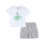 Gray Gingham Golf Tee and Shorts 2 pc Set - Lil Cactus