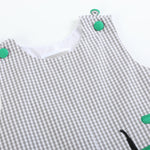 Gray Gingham Green Tractor Applique Shortalls - Lil Cactus