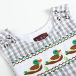Gray Gingham Mallard Smocked Overalls - Lil Cactus