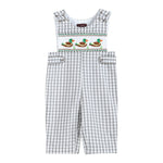 Gray Gingham Mallard Smocked Overalls - Lil Cactus