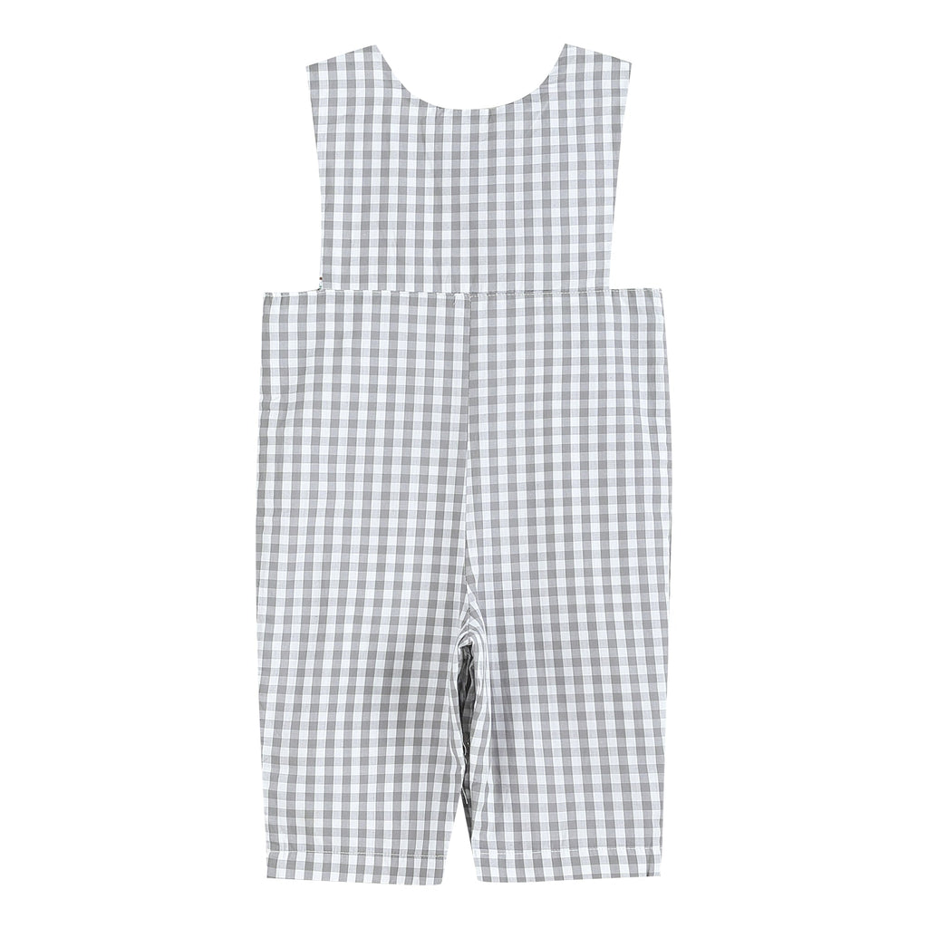 Gray Gingham Mallard Smocked Overalls - Lil Cactus