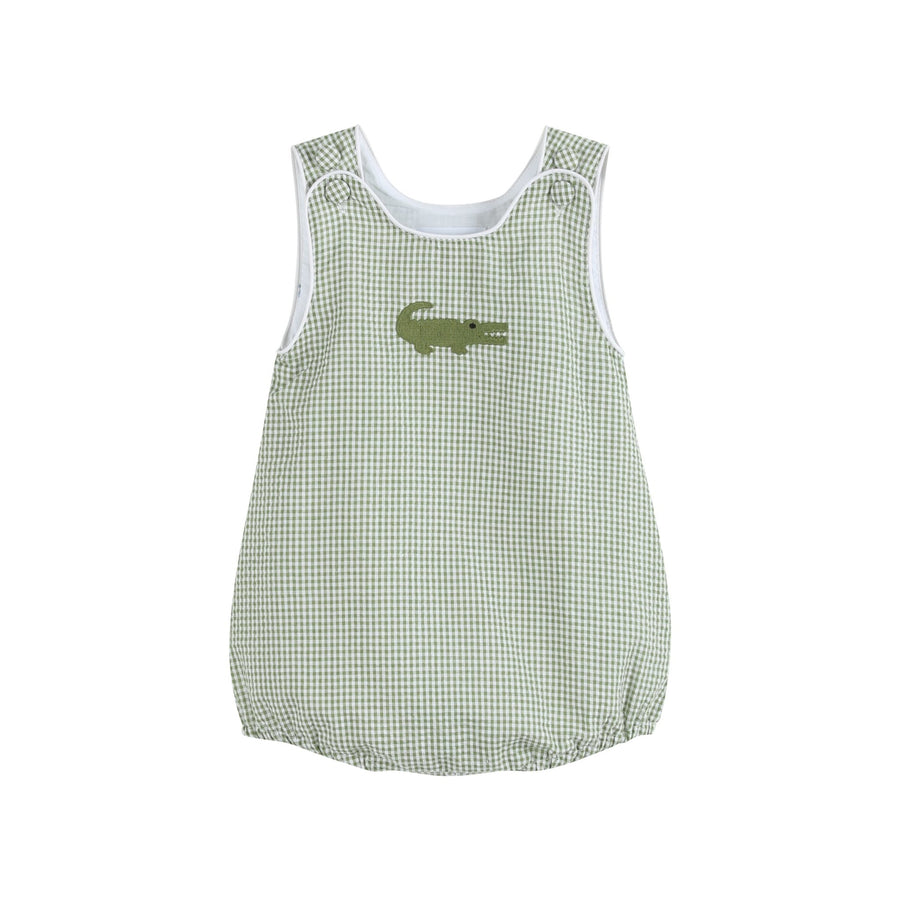 Green Gingham Alligator Bubble Romper - Lil Cactus