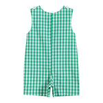 Green Gingham Watermelon Applique Overalls - Lil Cactus