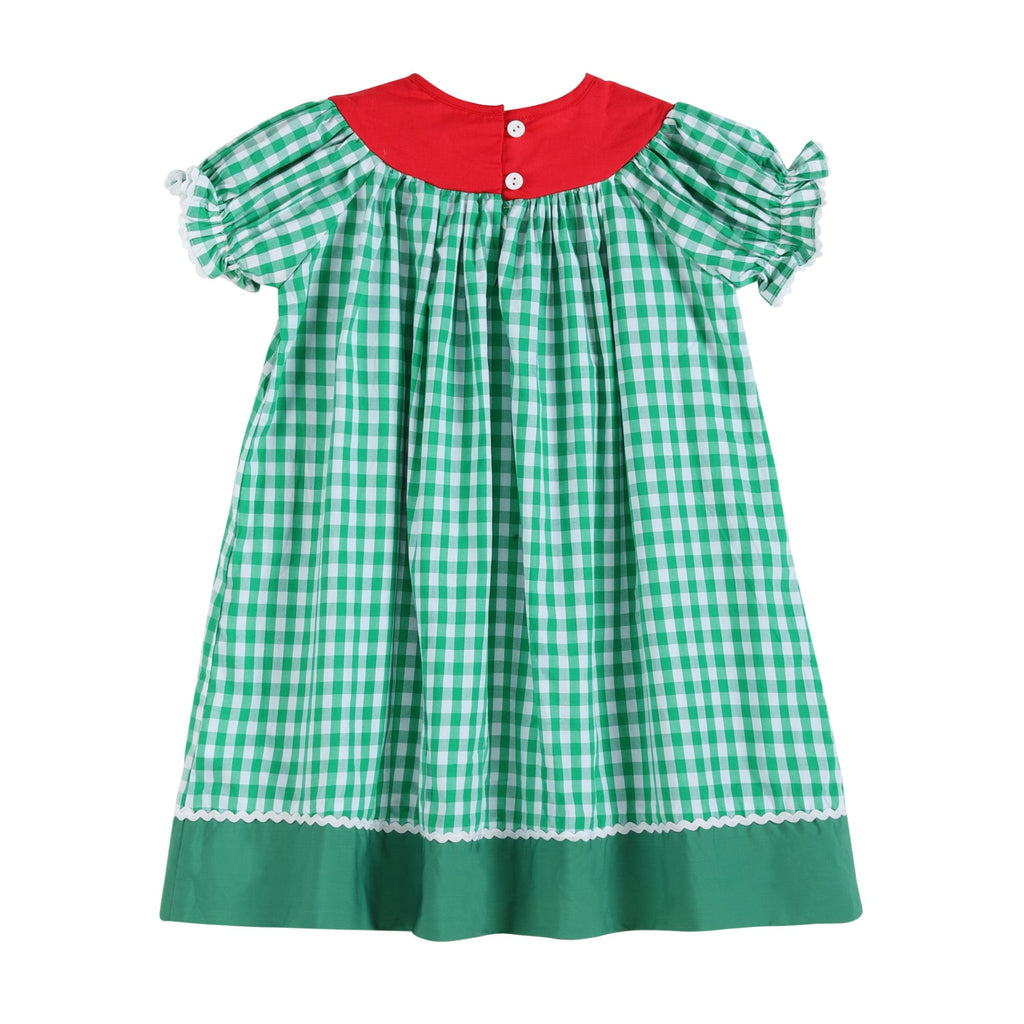 Green Gingham Watermelon Collar Bishop Dress - Lil Cactus