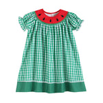 Green Gingham Watermelon Collar Bishop Dress - Lil Cactus