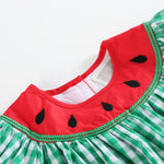 Green Gingham Watermelon Collar Bishop Dress - Lil Cactus