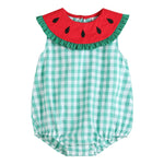 Green Gingham Watermelon Romper - Lil Cactus