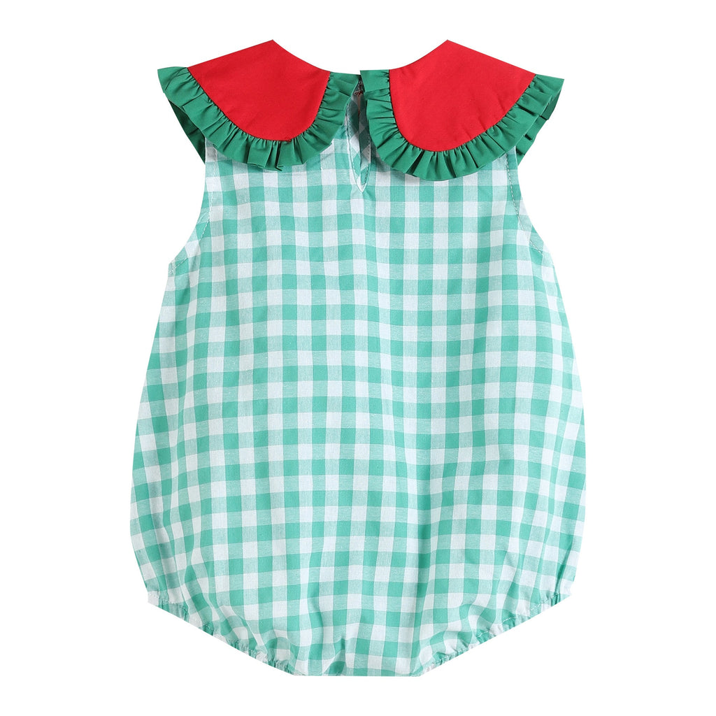Green Gingham Watermelon Romper - Lil Cactus