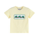 Green Tractor Smocked T-Shirt and Gray Gingham Shorts Set - Lil Cactus