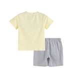 Green Tractor Smocked T-Shirt and Gray Gingham Shorts Set - Lil Cactus