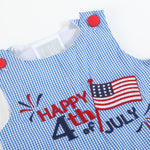 Happy 4th of July Blue Gingham Shortalls - Lil Cactus