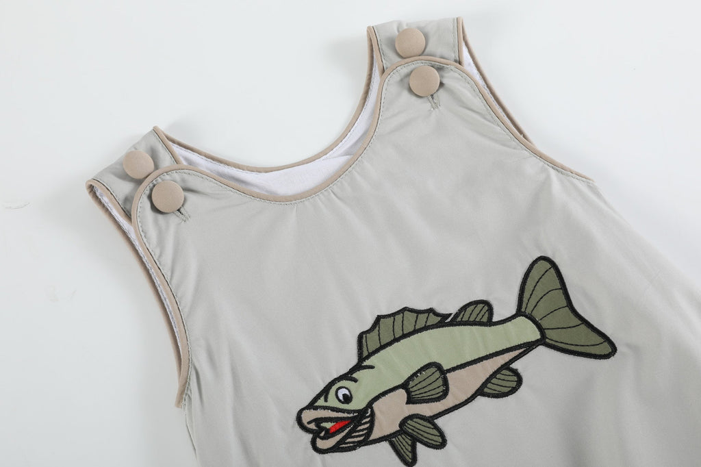 Khaki Green Fish Bubble Romper - Lil Cactus