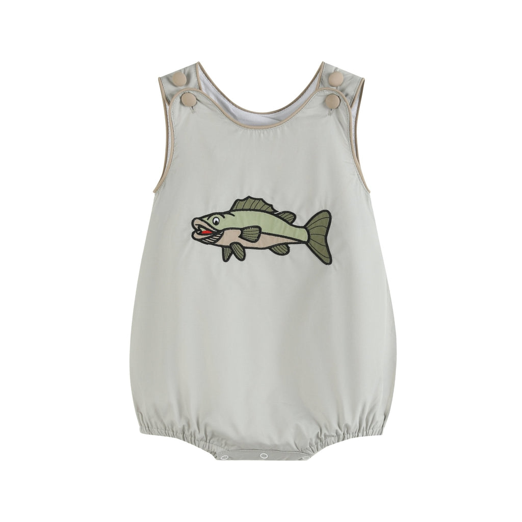 Khaki Green Fish Bubble Romper - Lil Cactus