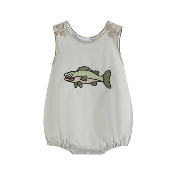 Khaki Green Fish Bubble Romper - Lil Cactus
