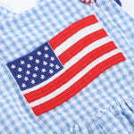 Light Blue and Red Gingham USA Flag Ruffle Romper - Lil Cactus